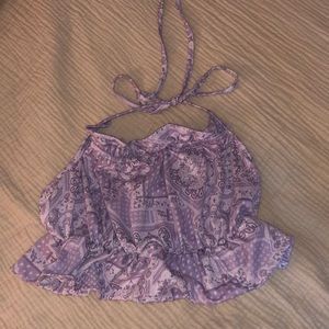 Lavender and White Cropped Halter Top
